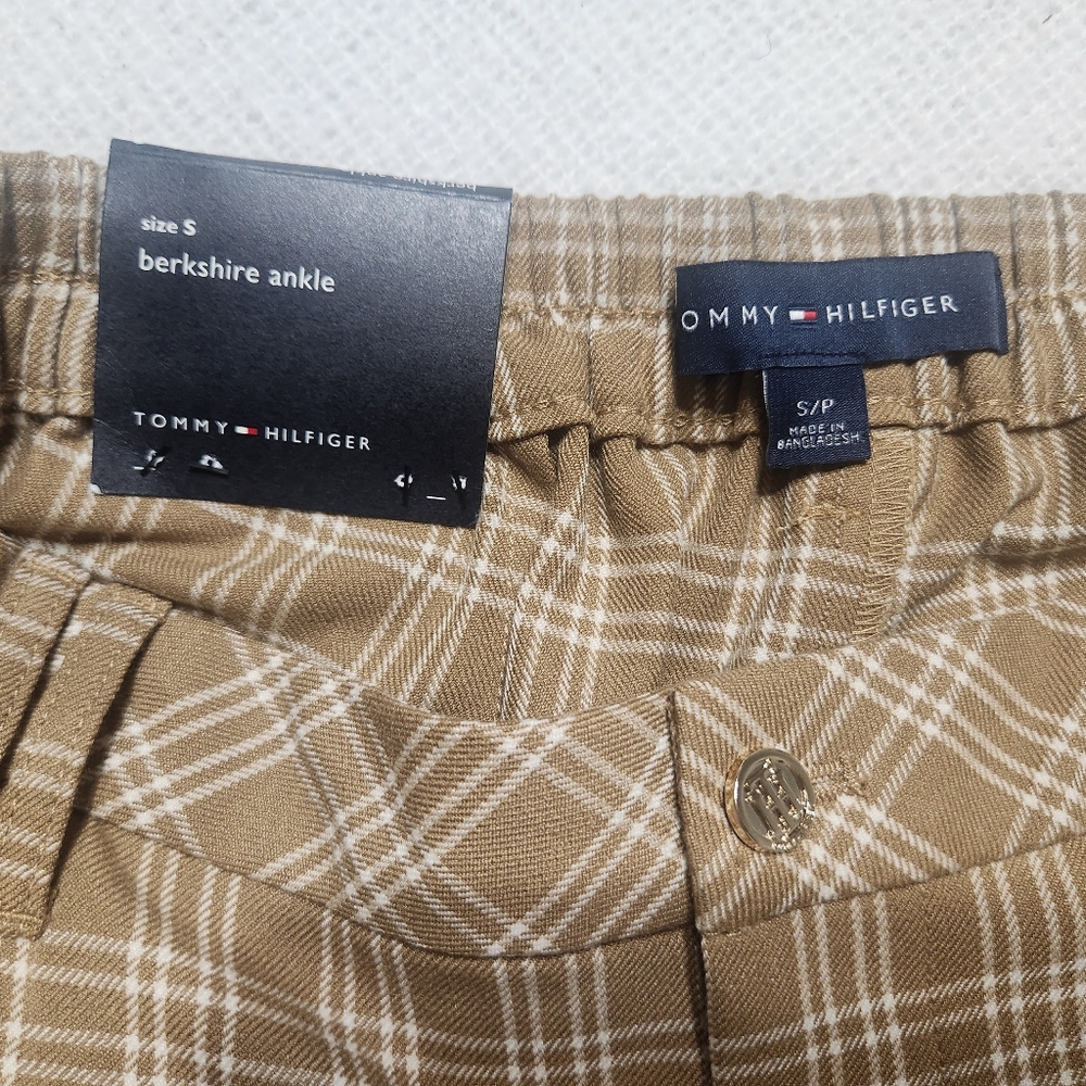 Tommy Hilfiger Brown And White Plaid Berkshire Ankle Womens Pants Size Small - Picture 2 of 8